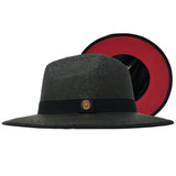 Bruno Capelo Kingdom Red Bottom Wide Brim Straw Fedora in Black / Red #color_ Black / Red