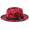 Bruno Capelo Kingston Hand-dyed Center Dent Wool Fedora in Black / Red #color_ Black / Red