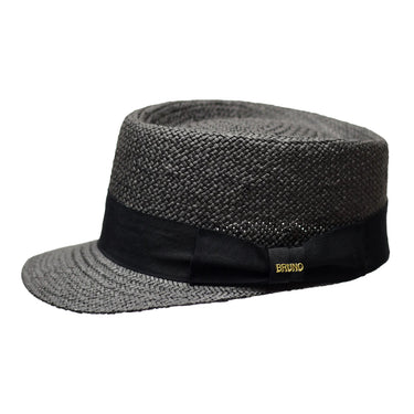 Bruno Capelo Legionnaire Summer Straw Cap in Black #color_ Black