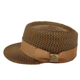 Bruno Capelo Legionnaire Summer Straw Dress Cap in Rust / Brown #color_ Rust / Brown