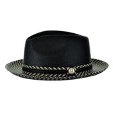 Bruno Capelo Madison Two-Tone Straw Fedora in Natural / Black #color_ Natural / Black