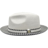 Bruno Capelo Madison Two-Tone Straw Fedora in White / Black #color_ White / Black