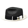 Bruno Capelo Malibu Two-Tone Milan Straw Fedora in Black / White #color_ Black / White