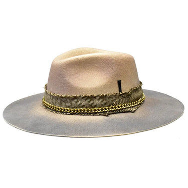 Bruno Capelo Maverick Wide Brim Wool Fedora in Bone / Black #color_ Bone / Black