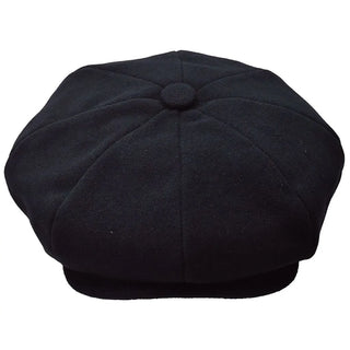 Bruno Capelo Melton Wool Newsboy Cap in Black #color_ Black