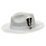 Bruno Capelo Michaelangelo Wide Brim Straw Fedora in Silver #color_ Silver