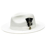 Bruno Capelo Michaelangelo Wide Brim Straw Fedora in White #color_ White