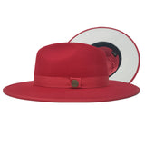 Bruno Capelo Monarch White Bottom Wide Brim Wool Fedora in Red / White #color_ Red / White