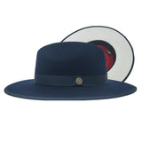 Bruno Capelo Monarch White Bottom Wide Brim Wool Fedora in Navy / White #color_ Navy / White