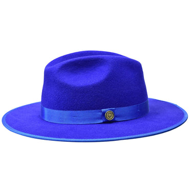 Bruno Capelo Monarch White Bottom Wide Brim Wool Fedora in Royal / White #color_ Royal / White