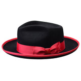 Bruno Capelo Night Hawk Wool Teardrop Crown Fedora in Black / Red #color_ Black / Red