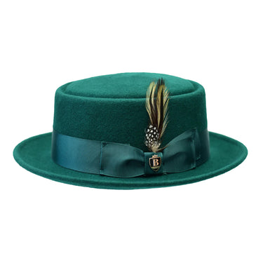 Bruno Capelo Wool Pork Pie in Emerald Green #color_ Emerald Green