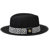 Bruno Capelo Princeton Elite Center Dent Wool Fedora in Black / White #color_ Black / White