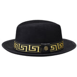 Bruno Capelo Princeton Elite Center Dent Wool Fedora in Black / Gold #color_ Black / Gold