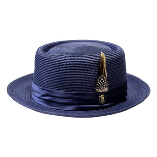 Bruno Capelo Rafaele Straw Pork Pie in Navy #color_ Navy