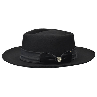 Bruno Capelo Ricardo Wide Brim Wool Diamond Crown Fedora in Black #color_ Black