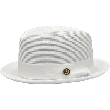 Bruno Capelo Romeo Center Dent Straw Fedora in White #color_ White