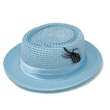 Bruno Capelo Roosevelt Straw Pork Pie in Light Blue #color_ Light Blue