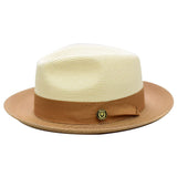 Bruno Capelo Salvatore Pinch Front Straw Fedora in Beige / Sand #color_ Beige / Sand