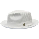 Bruno Capelo Salvatore Pinch Front Straw Fedora in White / White #color_ White / White