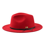 Bruno Capelo Tarik Flat Brim Wool Fedora in Red #color_ Red