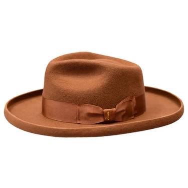 Bruno Capelo The Rebel Wide Brim Wool Fedora in Cognac #color_ Cognac