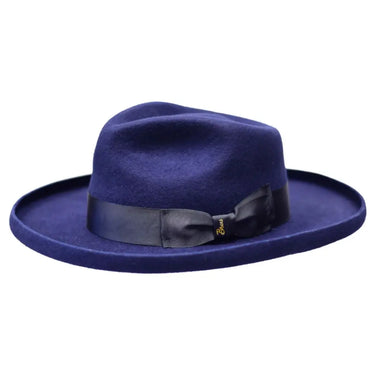 Bruno Capelo The Rebel Wide Brim Wool Fedora in Navy #color_ Navy