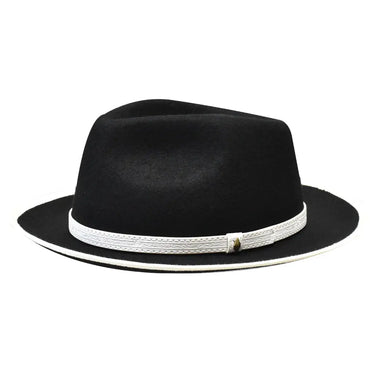 Bruno Capelo Toledo C-shaped Wool Fedora in Black / White #color_ Black / White