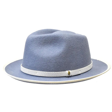 Bruno Capelo Toledo C-shaped Wool Fedora in Blue / White #color_ Blue / White