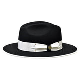 Bruno Capelo Urban Wide Brim Wool Fedora in Black / White #color_ Black / White