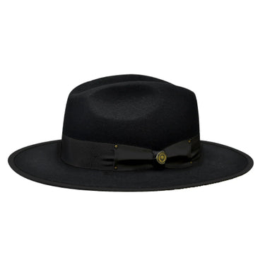 Bruno Capelo Urban Wide Brim Wool Fedora in Black #color_ Black