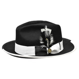 Bruno Capelo Winston Pinch Front Wool Fedora in Black / White #color_ Black / White