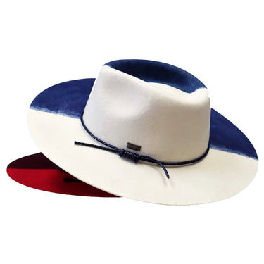 Bruno Capelo Yin Yang Flat Wide Brim Fedora Hat in #color_