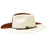 Bruno Capelo Yin Yang Flat Wide Brim Fedora Hat in Ivory / Cognac #color_ Ivory / Cognac