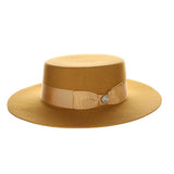 Bruno Capelo Zayden Wide Brim Wool Boater (Gaucho) in Dijon #color_ Dijon