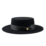 Bruno Capelo Zayden Wide Brim Wool Boater (Gaucho) in Black #color_ Black