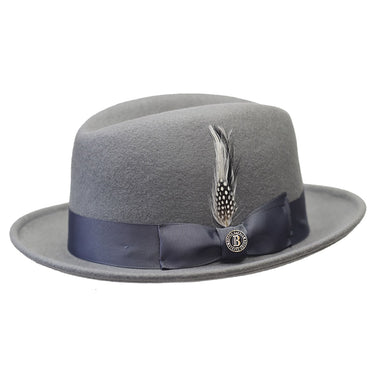 Bruno Capelo Chicago Center Dent Wool Trilby Hat in Graphite Grey #color_ Graphite Grey