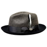 Bently Damien 2-Tone Wool Trilby in Charcoal Grey Black #color_ Charcoal Grey Black