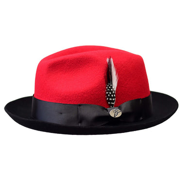 Bently Damien 2-Tone Wool Trilby in Red Black #color_ Red Black