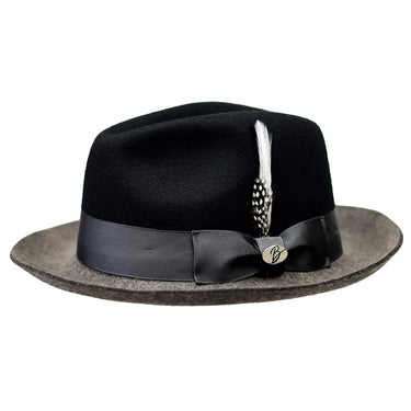 Bently Damien 2-Tone Wool Trilby in Black Charcoal Grey #color_ Black Charcoal Grey