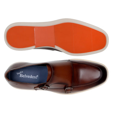 Belvedere Marcio in Cognac Monk Strap Hybrid Dress Shoe in #color_