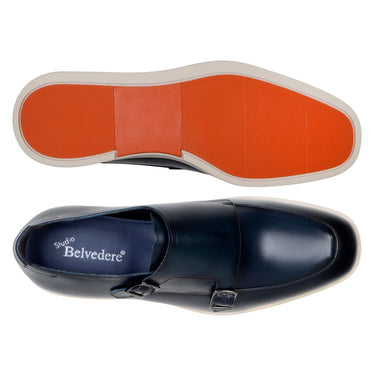 Belvedere Marcio in Navy Monk Strap Hybrid Dress Shoe in #color_