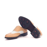 DapperFam Aeron Golf in Fawn / White Men's Italian Leather & Italian Pebble Grain Leather Full Brogue in #color_