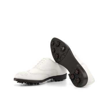 DapperFam Aeron Golf in White Men's Italian Leather Full Brogue in #color_