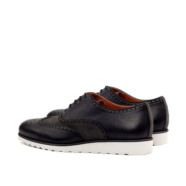 DapperFam Aeron in Black / Grey Men's Lux Suede & Italian Full Grain Leather Full Brogue in #color_