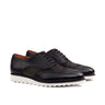 DapperFam Aeron in Black / Grey Men's Lux Suede & Italian Full Grain Leather Full Brogue in Black / Grey #color_ Black / Grey