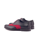 DapperFam Aeron in Black / Red Men's Italian Leather & Italian Suede Full Brogue in #color_