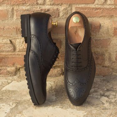 DapperFam Aeron in Black Men's Italian Full Grain Leather Full Brogue in #color_