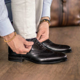 DapperFam Aeron in Black Men's Italian Leather Full Brogue in #color_