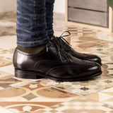 DapperFam Aeron in Black Men's Italian Leather Full Brogue in #color_